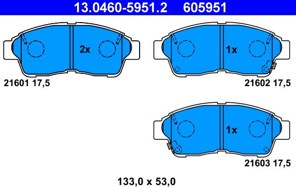 ATE 13.0460-5951.2 - Brake Pad Set, disc brake autospares.lv