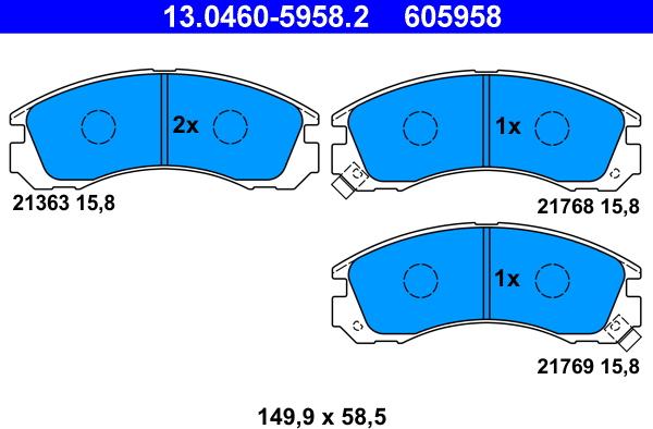 ATE 13.0460-5958.2 - Brake Pad Set, disc brake autospares.lv