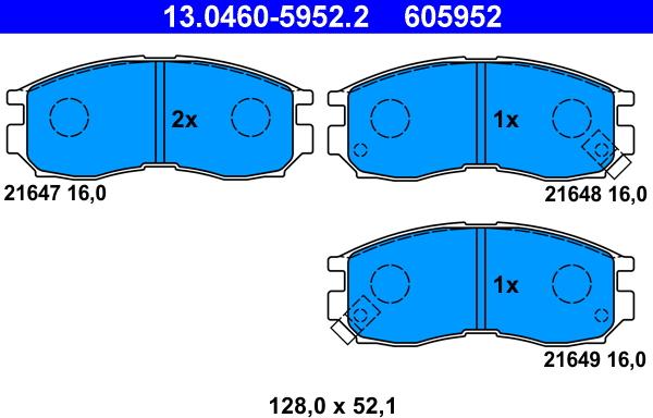 ATE 13.0460-5952.2 - Brake Pad Set, disc brake autospares.lv