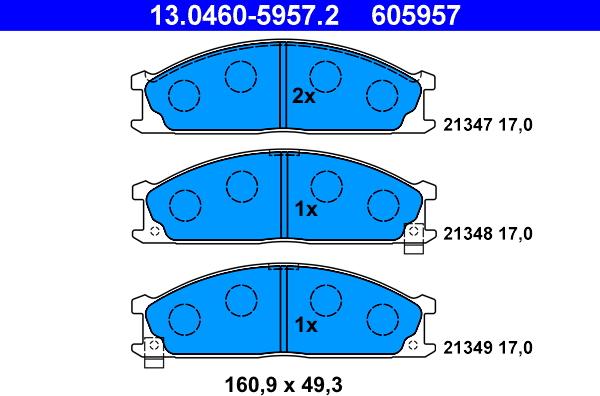 ATE 13.0460-5957.2 - Brake Pad Set, disc brake autospares.lv