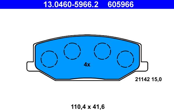 ATE 13.0460-5966.2 - Brake Pad Set, disc brake autospares.lv