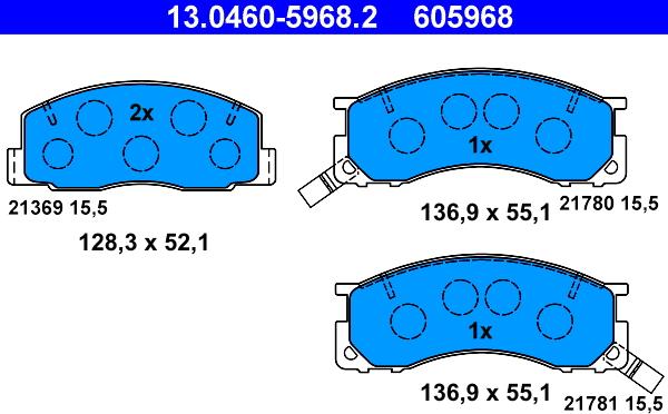 ATE 13.0460-5968.2 - Brake Pad Set, disc brake autospares.lv