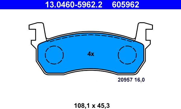 ATE 13.0460-5962.2 - Brake Pad Set, disc brake autospares.lv