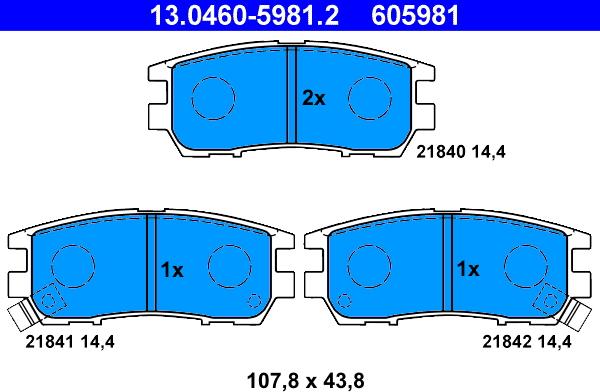 ATE 13.0460-5981.2 - Brake Pad Set, disc brake autospares.lv