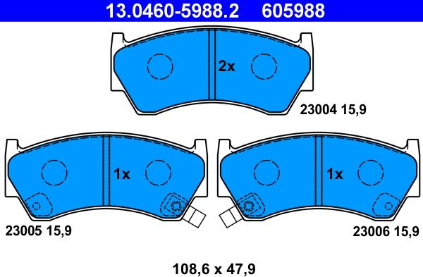 ATE 13.0460-5988.2 - Brake Pad Set, disc brake autospares.lv