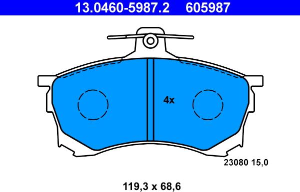 ATE 13.0460-5987.2 - Brake Pad Set, disc brake autospares.lv