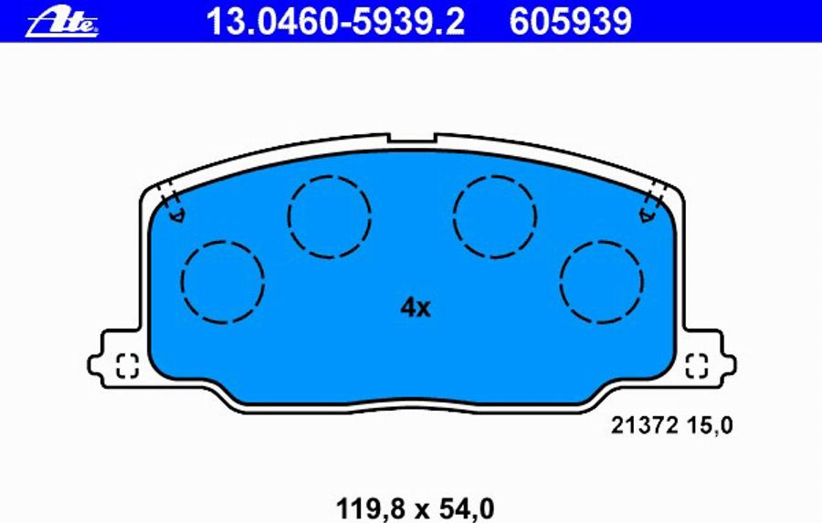 ATE 13.0460-5939.2 - Brake Pad Set, disc brake autospares.lv