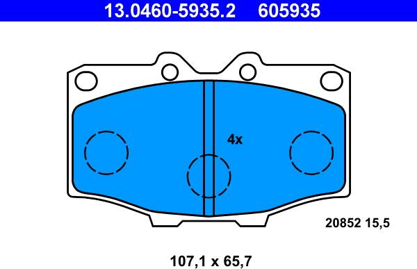 ATE 13.0460-5935.2 - Brake Pad Set, disc brake autospares.lv