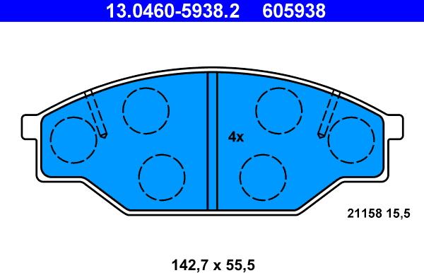 ATE 13.0460-5938.2 - Brake Pad Set, disc brake autospares.lv