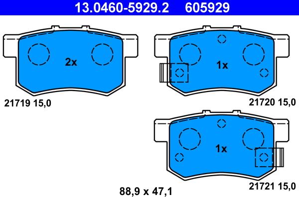 ATE 13.0460-5929.2 - Brake Pad Set, disc brake autospares.lv