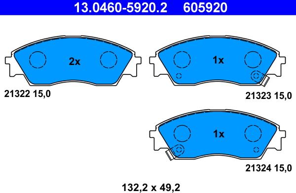 ATE 13.0460-5920.2 - Brake Pad Set, disc brake autospares.lv