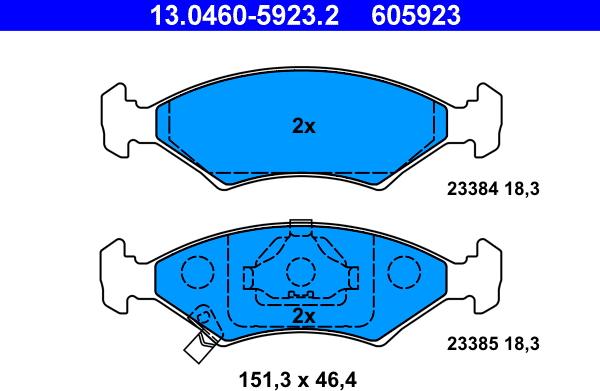 ATE 13.0460-5923.2 - Brake Pad Set, disc brake autospares.lv