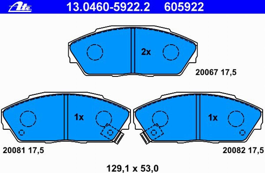 ATE 13.0460-5922.2 - Brake Pad Set, disc brake autospares.lv