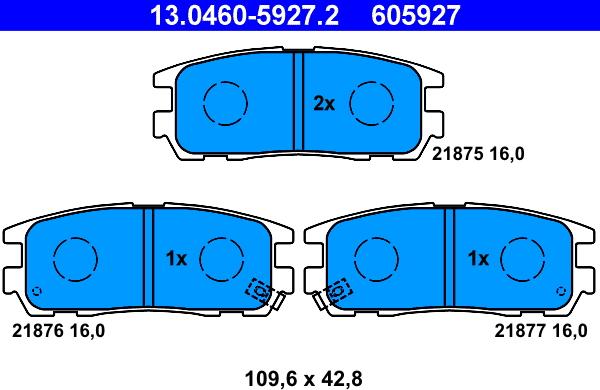 ATE 13.0460-5927.2 - Brake Pad Set, disc brake autospares.lv