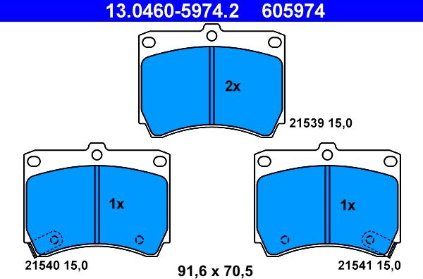 ATE 13.0460-5974.2 - Brake Pad Set, disc brake autospares.lv