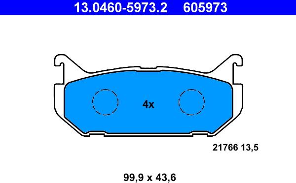 ATE 13.0460-5973.2 - Brake Pad Set, disc brake autospares.lv