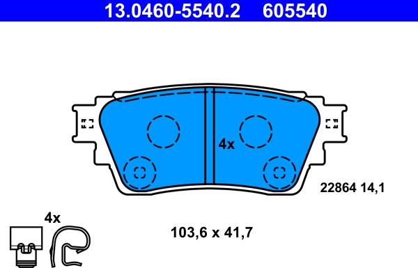 ATE 13.0460-5540.2 - Brake Pad Set, disc brake autospares.lv