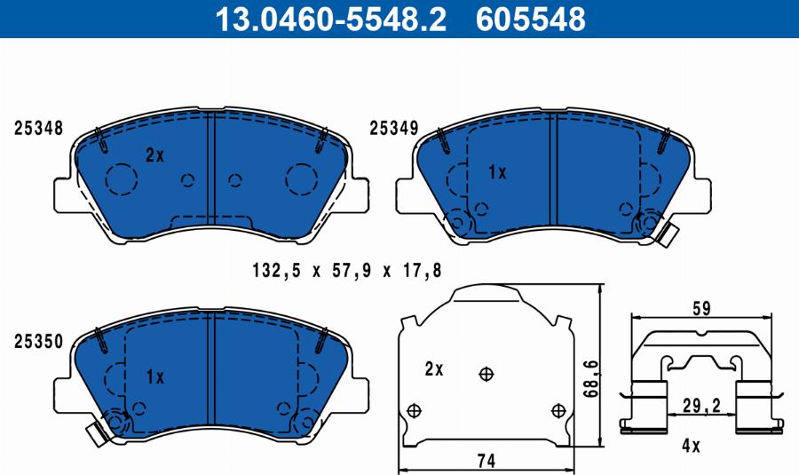 ATE 13.0460-5548.2 - Brake Pad Set, disc brake autospares.lv