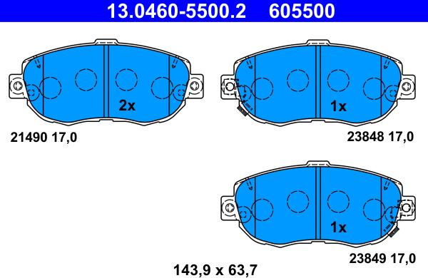 ATE 13.0460-5500.2 - Brake Pad Set, disc brake autospares.lv