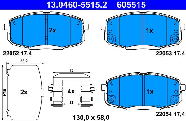 ATE 13.0460-5515.2 - Brake Pad Set, disc brake autospares.lv