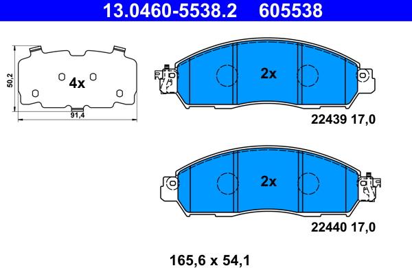 ATE 13.0460-5538.2 - Brake Pad Set, disc brake autospares.lv