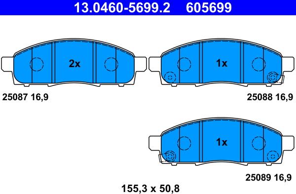 ATE 13.0460-5699.2 - Brake Pad Set, disc brake autospares.lv