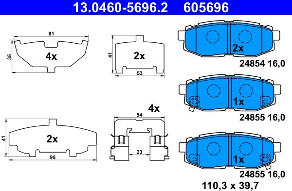 ATE 13.0460-5696.2 - Brake Pad Set, disc brake autospares.lv