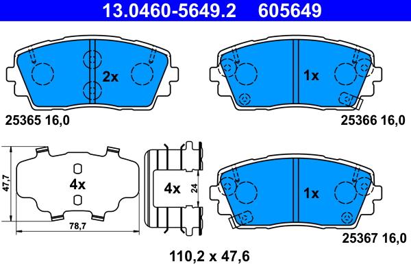 ATE 13.0460-5649.2 - Brake Pad Set, disc brake autospares.lv