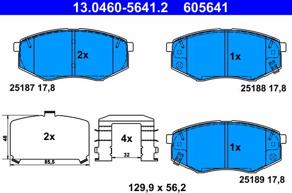 ATE 13.0460-5641.2 - Brake Pad Set, disc brake autospares.lv