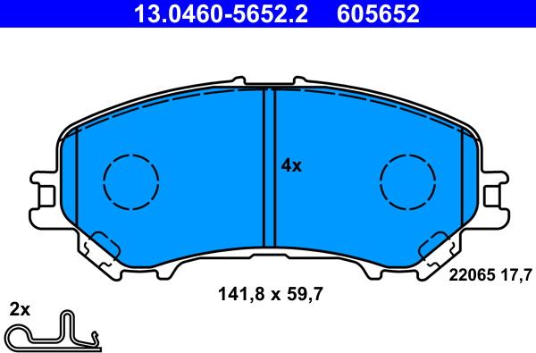 ATE 13.0460-5652.2 - Brake Pad Set, disc brake autospares.lv