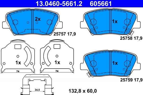 ATE 13.0460-5661.2 - Brake Pad Set, disc brake autospares.lv