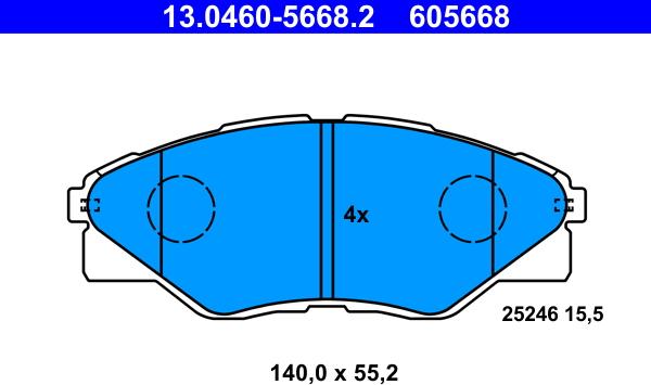 ATE 13.0460-5668.2 - Brake Pad Set, disc brake autospares.lv