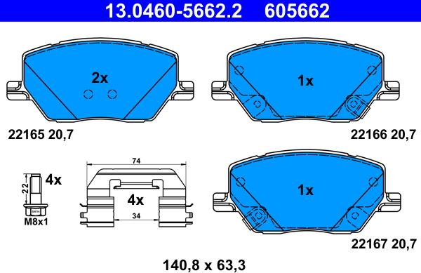 ATE 13.0460-5662.2 - Brake Pad Set, disc brake autospares.lv