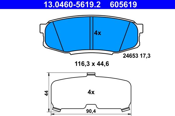 ATE 13.0460-5619.2 - Brake Pad Set, disc brake autospares.lv