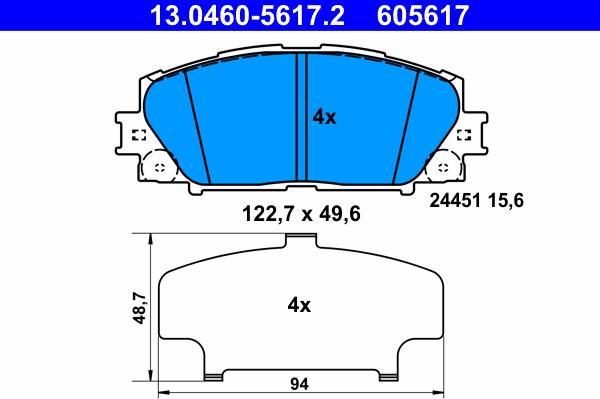 ATE 13.0460-5617.2 - Brake Pad Set, disc brake autospares.lv