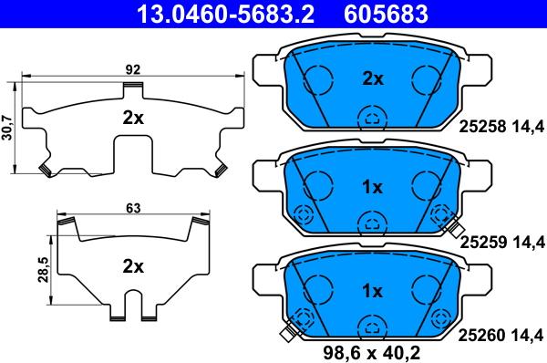 ATE 13.0460-5683.2 - Brake Pad Set, disc brake autospares.lv