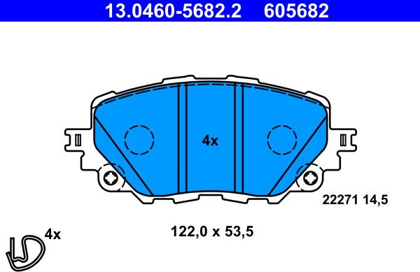 ATE 13.0460-5682.2 - Brake Pad Set, disc brake autospares.lv