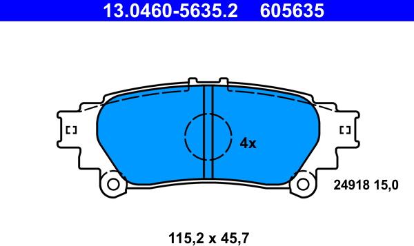 ATE 13.0460-5635.2 - Brake Pad Set, disc brake autospares.lv