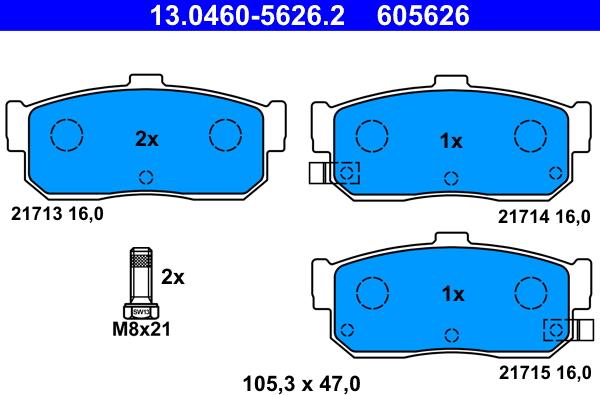 ATE 13.0460-5626.2 - Brake Pad Set, disc brake autospares.lv