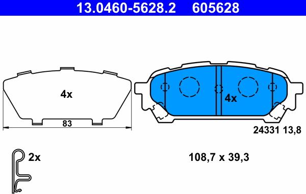 ATE 13.0460-5628.2 - Brake Pad Set, disc brake autospares.lv