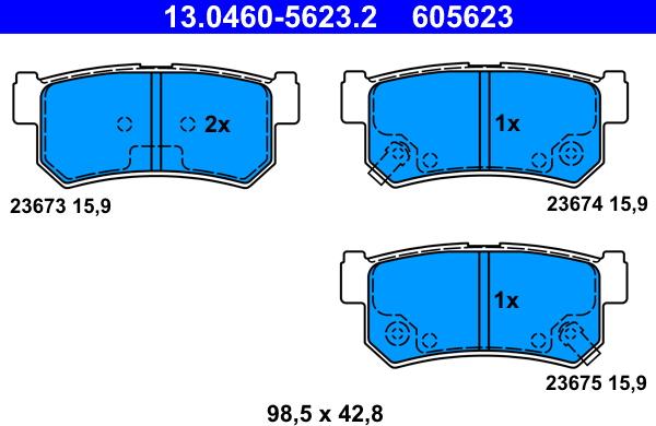 ATE 13.0460-5623.2 - Brake Pad Set, disc brake autospares.lv