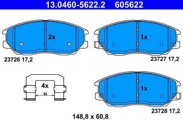 ATE 13.0460-5622.2 - Brake Pad Set, disc brake autospares.lv