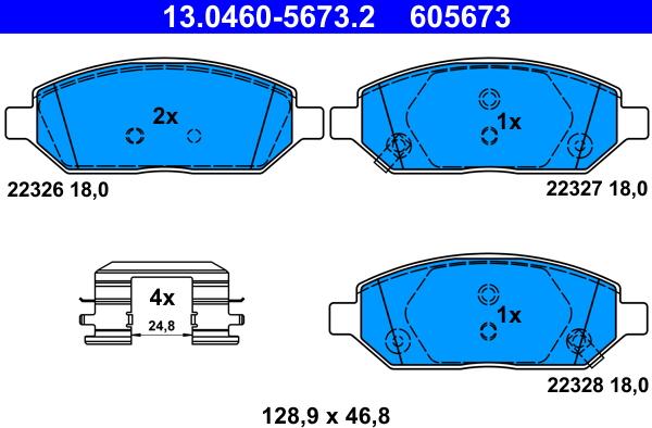 ATE 13.0460-5673.2 - Brake Pad Set, disc brake autospares.lv