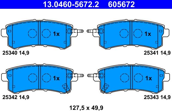 ATE 13.0460-5672.2 - Brake Pad Set, disc brake autospares.lv