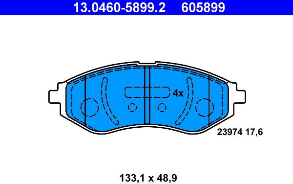 ATE 13.0460-5899.2 - Brake Pad Set, disc brake autospares.lv