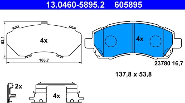 ATE 13.0460-5895.2 - Brake Pad Set, disc brake autospares.lv