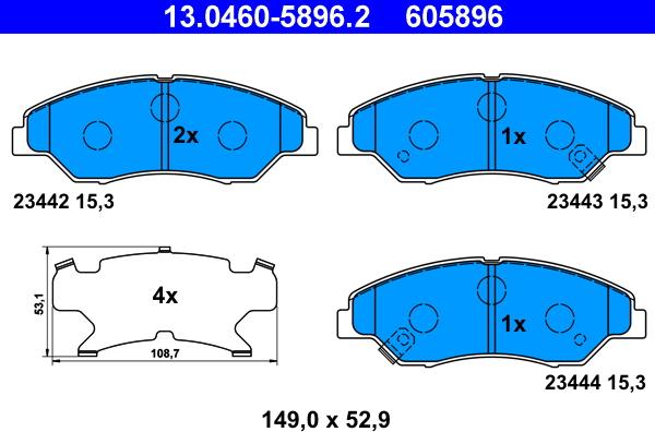 ATE 13.0460-5896.2 - Brake Pad Set, disc brake autospares.lv