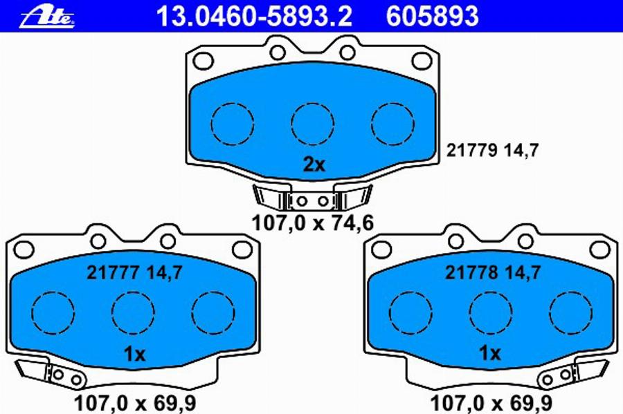 ATE 13.0460-5893.2 - Brake Pad Set, disc brake autospares.lv