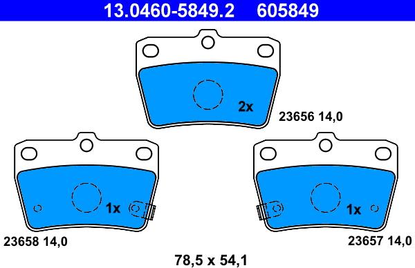 ATE 13.0460-5849.2 - Brake Pad Set, disc brake autospares.lv