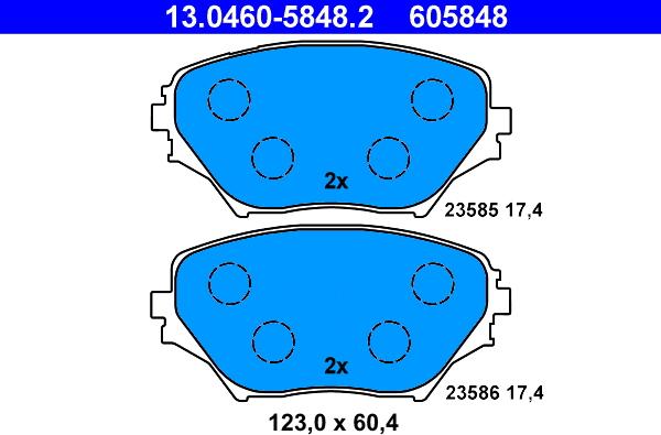 ATE 13.0460-5848.2 - Brake Pad Set, disc brake autospares.lv